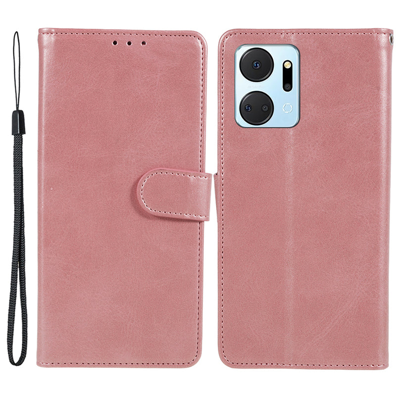 For Honor X7a 5G Slim-Fit Calf Texture Smartphone Case PU Leather Wallet Shell Stand Phone Cover