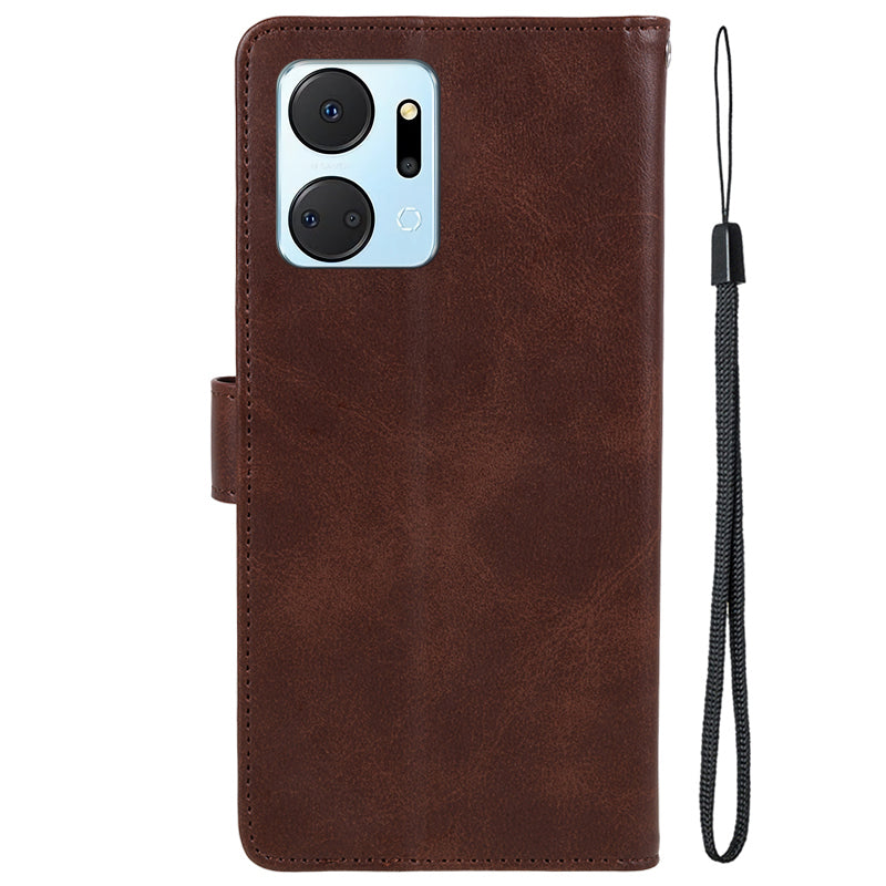 For Honor X7a 5G Slim-Fit Calf Texture Smartphone Case PU Leather Wallet Shell Stand Phone Cover