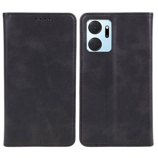 For Honor X7a 5G Phone Case Anti-Scratch PU Leather Calf Texture Magnetic Closing Stand Wallet Cover