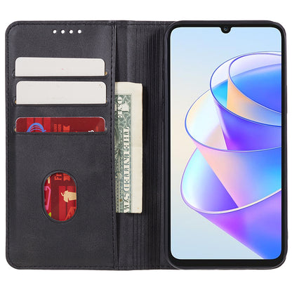 For Honor X7a 5G Phone Case Anti-Scratch PU Leather Calf Texture Magnetic Closing Stand Wallet Cover