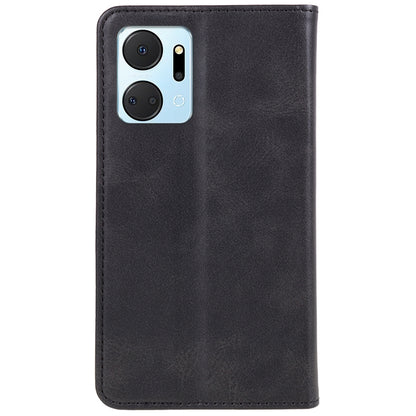 For Honor X7a 5G Phone Case Anti-Scratch PU Leather Calf Texture Magnetic Closing Stand Wallet Cover