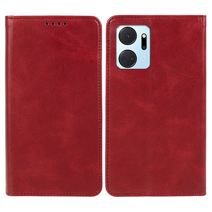 For Honor X7a 5G Phone Case Anti-Scratch PU Leather Calf Texture Magnetic Closing Stand Wallet Cover