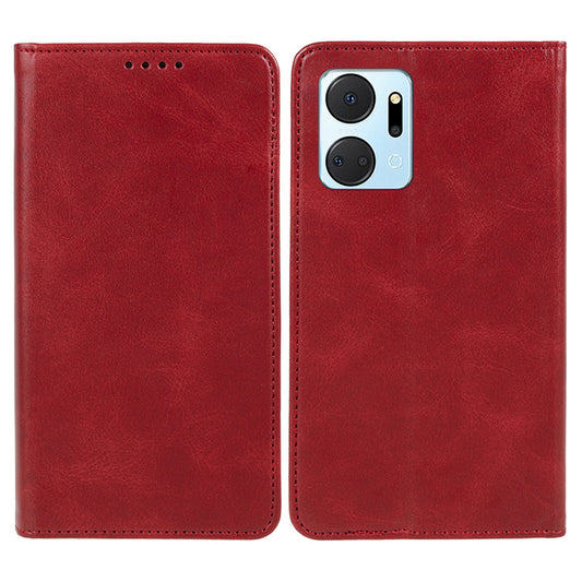 For Honor X7a 5G Phone Case Anti-Scratch PU Leather Calf Texture Magnetic Closing Stand Wallet Cover