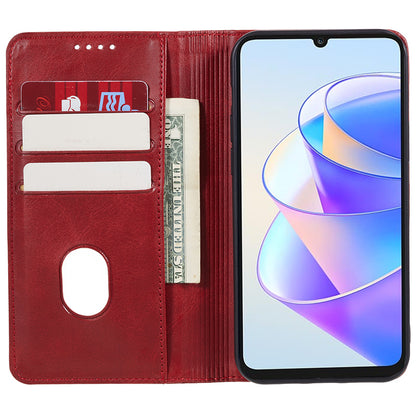 For Honor X7a 5G Phone Case Anti-Scratch PU Leather Calf Texture Magnetic Closing Stand Wallet Cover