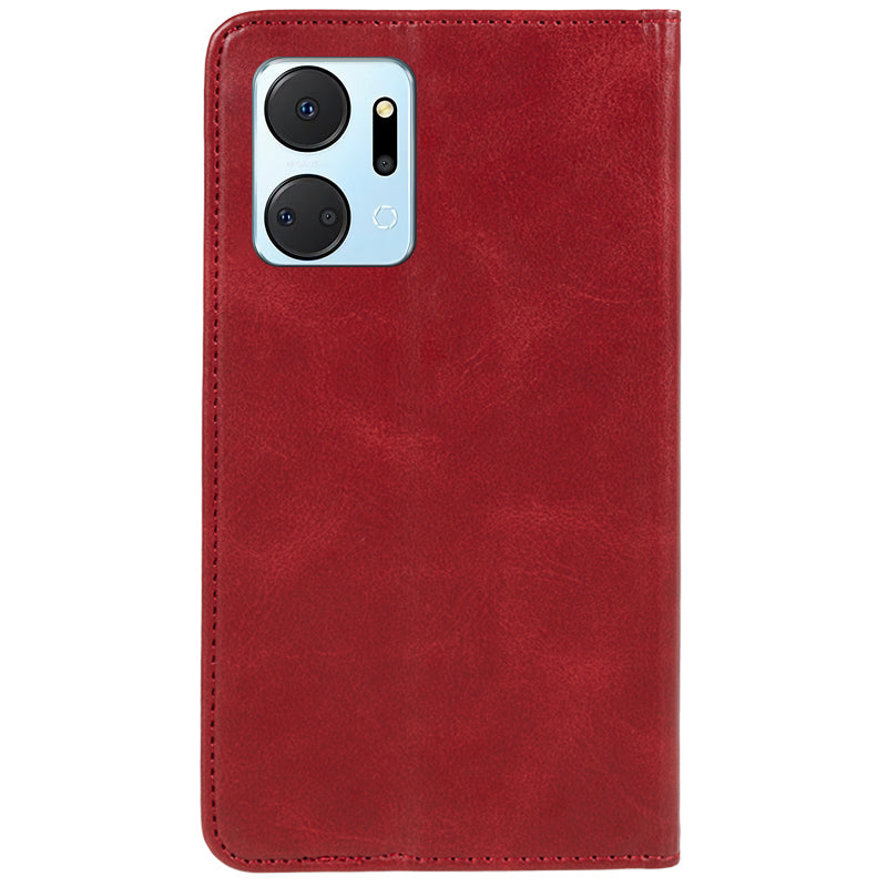 For Honor X7a 5G Phone Case Anti-Scratch PU Leather Calf Texture Magnetic Closing Stand Wallet Cover