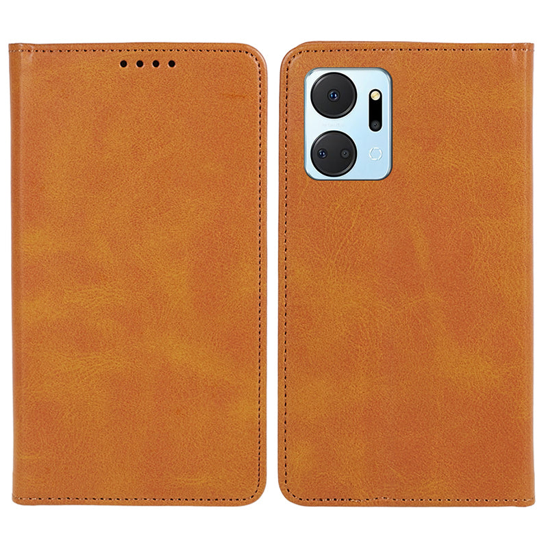 For Honor X7a 5G Phone Case Anti-Scratch PU Leather Calf Texture Magnetic Closing Stand Wallet Cover