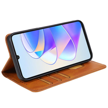For Honor X7a 5G Phone Case Anti-Scratch PU Leather Calf Texture Magnetic Closing Stand Wallet Cover