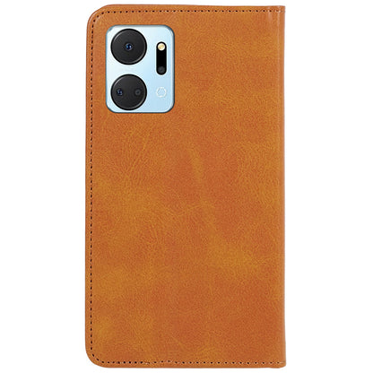 For Honor X7a 5G Phone Case Anti-Scratch PU Leather Calf Texture Magnetic Closing Stand Wallet Cover