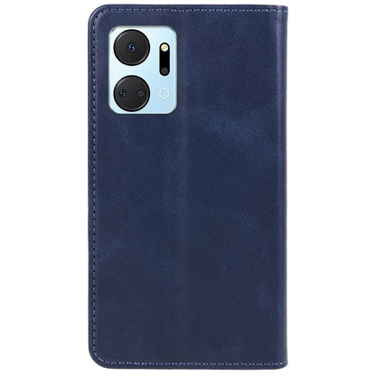 For Honor X7a 5G Phone Case Anti-Scratch PU Leather Calf Texture Magnetic Closing Stand Wallet Cover