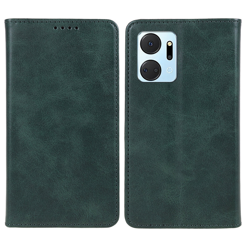 For Honor X7a 5G Phone Case Anti-Scratch PU Leather Calf Texture Magnetic Closing Stand Wallet Cover