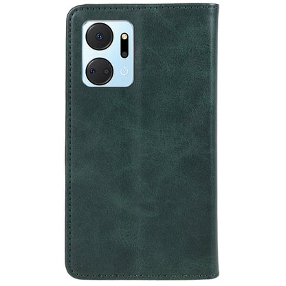 For Honor X7a 5G Phone Case Anti-Scratch PU Leather Calf Texture Magnetic Closing Stand Wallet Cover