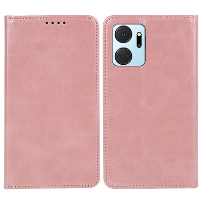 For Honor X7a 5G Phone Case Anti-Scratch PU Leather Calf Texture Magnetic Closing Stand Wallet Cover