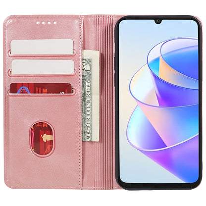 For Honor X7a 5G Phone Case Anti-Scratch PU Leather Calf Texture Magnetic Closing Stand Wallet Cover