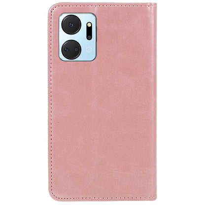 For Honor X7a 5G Phone Case Anti-Scratch PU Leather Calf Texture Magnetic Closing Stand Wallet Cover