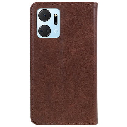 For Honor X7a 5G Phone Case Anti-Scratch PU Leather Calf Texture Magnetic Closing Stand Wallet Cover