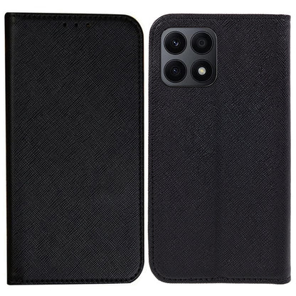 For Honor X8a 5G Wallet Case Cross Texture Magnetic Stand PU Leather Phone Cover