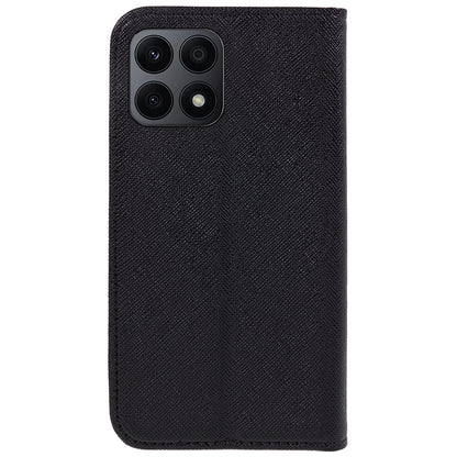 For Honor X8a 5G Wallet Case Cross Texture Magnetic Stand PU Leather Phone Cover