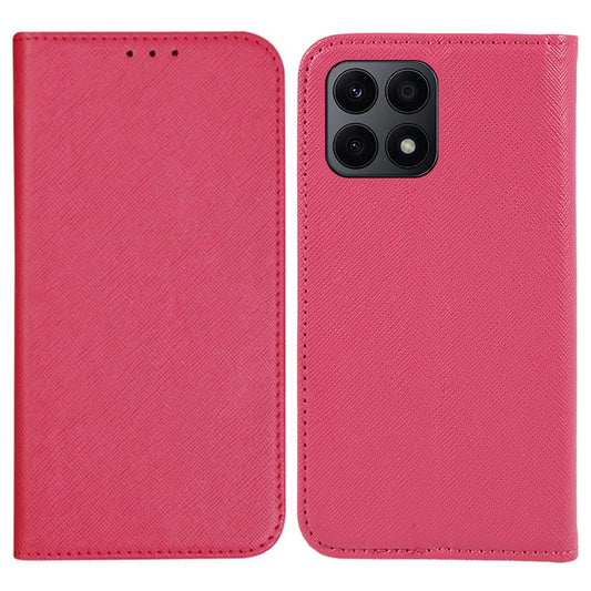 For Honor X8a 5G Wallet Case Cross Texture Magnetic Stand PU Leather Phone Cover