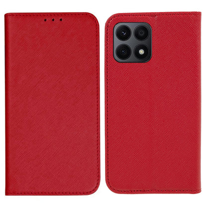 For Honor X8a 5G Wallet Case Cross Texture Magnetic Stand PU Leather Phone Cover