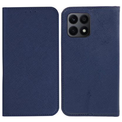 For Honor X8a 5G Wallet Case Cross Texture Magnetic Stand PU Leather Phone Cover