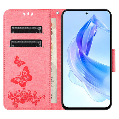 For Honor 90 Lite 5G / X50i 5G Butterflies Flower Imprinting Stand Phone Cover Leather Wallet Case