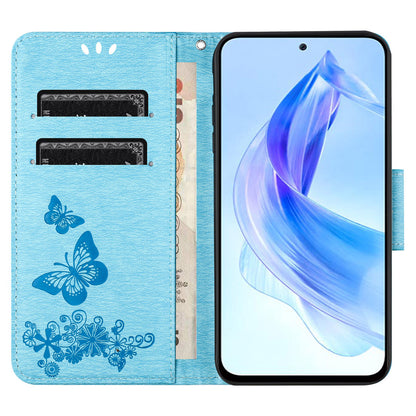 For Honor 90 Lite 5G / X50i 5G Butterflies Flower Imprinting Stand Phone Cover Leather Wallet Case