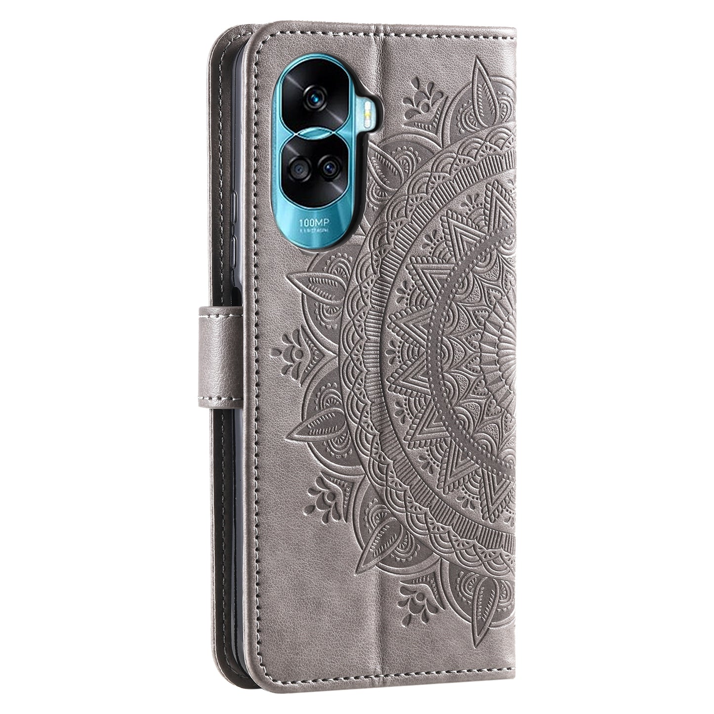 For Honor 90 Lite 5G / X50i 5G Leather Wallet Phone Cover Mandala Flower Imprint Stand Case with Strap