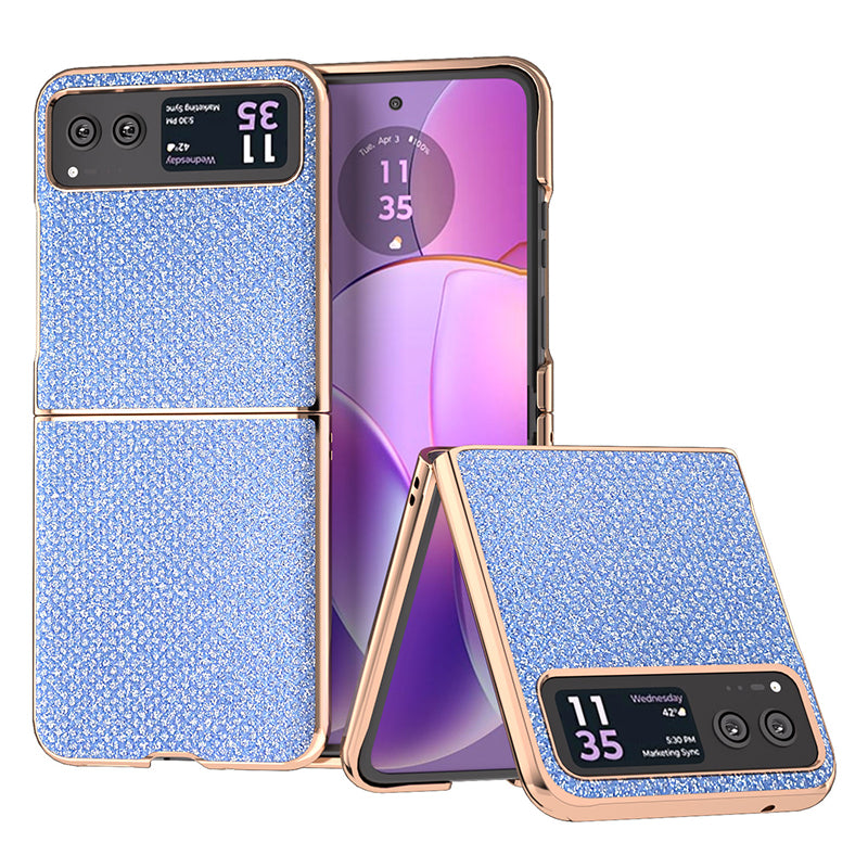 For Motorola Razr 40 5G Rhinestone Texture Non-Slip Case PU Leather + PC Electroplating Phone Cover