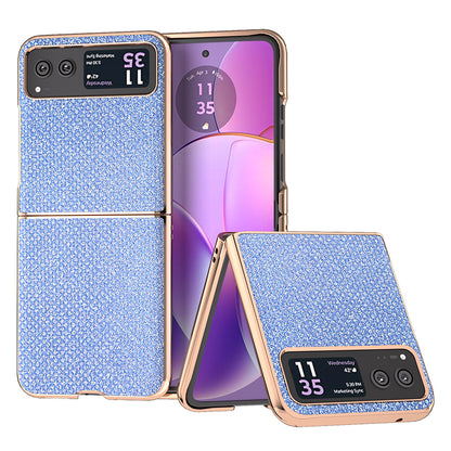For Motorola Razr 40 5G Rhinestone Texture Non-Slip Case PU Leather + PC Electroplating Phone Cover