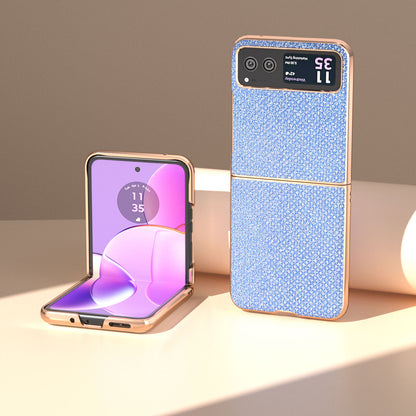 For Motorola Razr 40 5G Rhinestone Texture Non-Slip Case PU Leather + PC Electroplating Phone Cover