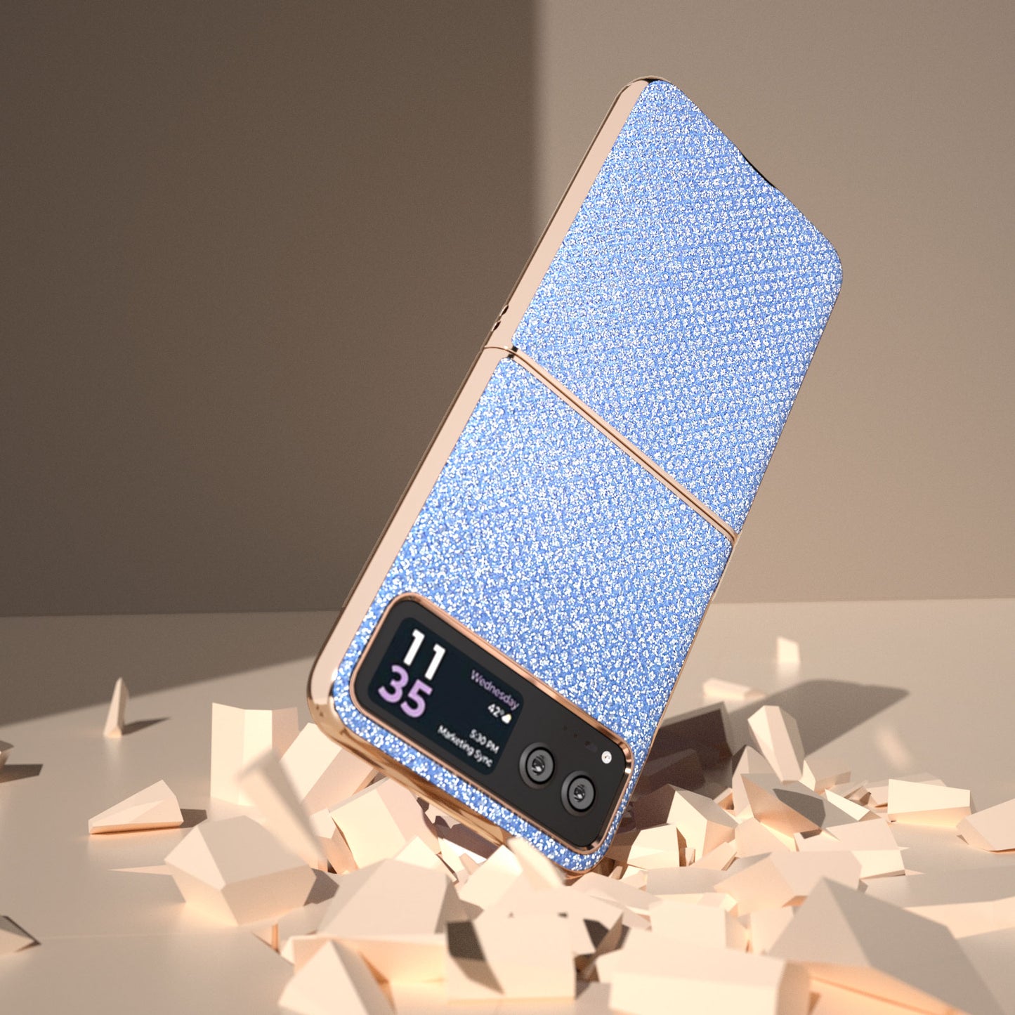 For Motorola Razr 40 5G Rhinestone Texture Non-Slip Case PU Leather + PC Electroplating Phone Cover