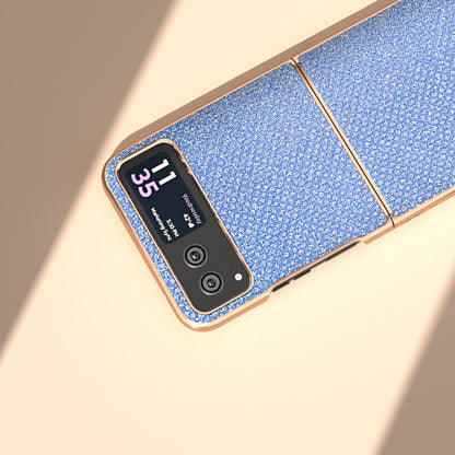 For Motorola Razr 40 5G Rhinestone Texture Non-Slip Case PU Leather + PC Electroplating Phone Cover