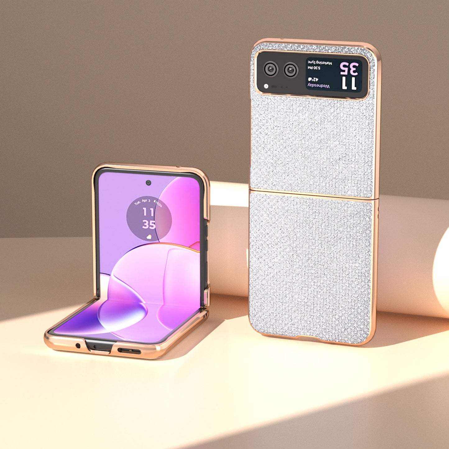 For Motorola Razr 40 5G Rhinestone Texture Non-Slip Case PU Leather + PC Electroplating Phone Cover