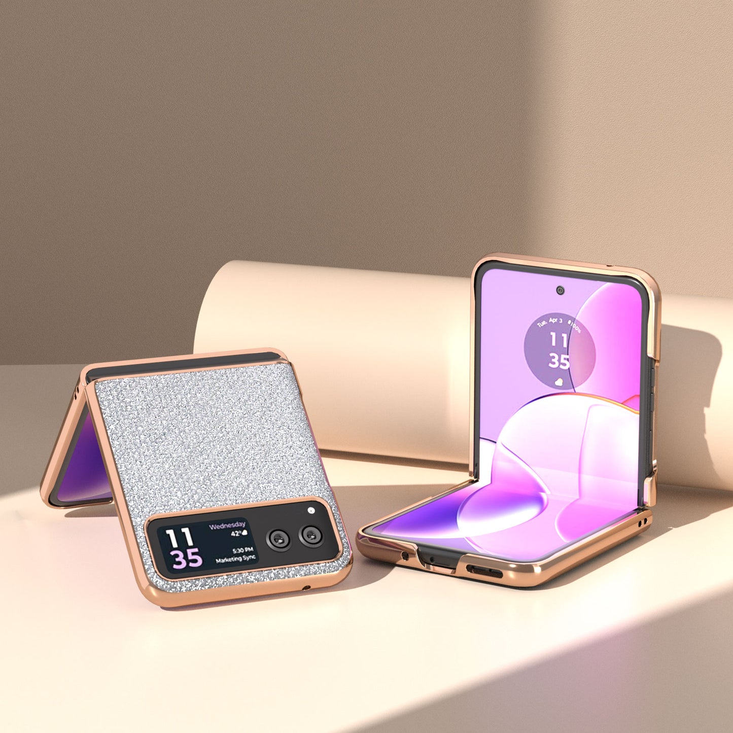 For Motorola Razr 40 5G Rhinestone Texture Non-Slip Case PU Leather + PC Electroplating Phone Cover