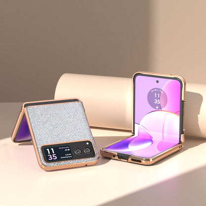 For Motorola Razr 40 5G Rhinestone Texture Non-Slip Case PU Leather + PC Electroplating Phone Cover