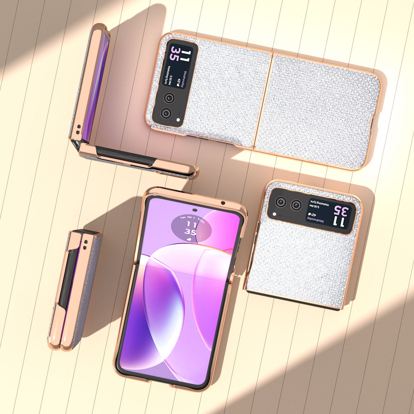 For Motorola Razr 40 5G Rhinestone Texture Non-Slip Case PU Leather + PC Electroplating Phone Cover