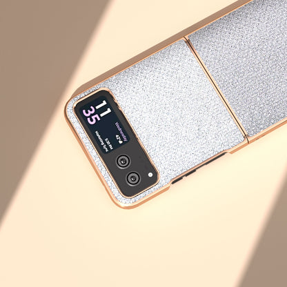 For Motorola Razr 40 5G Rhinestone Texture Non-Slip Case PU Leather + PC Electroplating Phone Cover