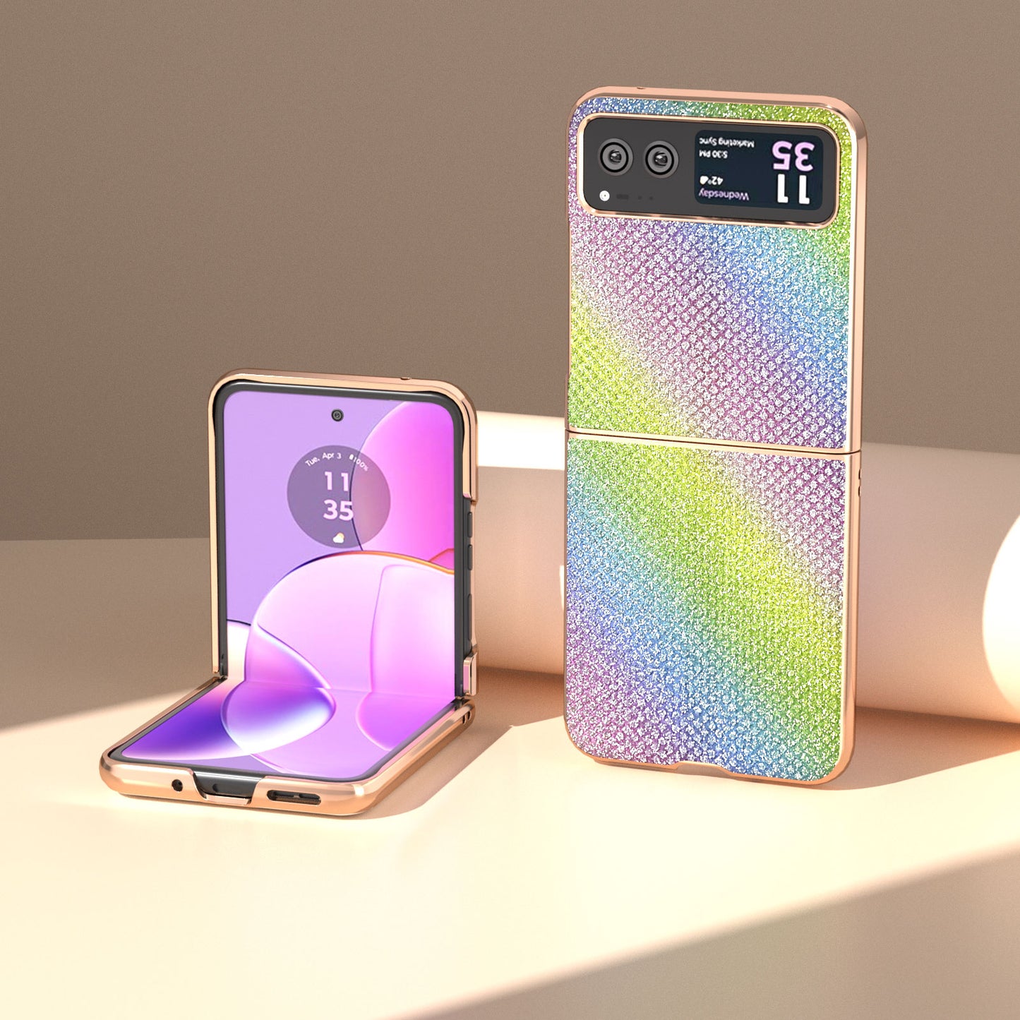 For Motorola Razr 40 5G Rhinestone Texture Non-Slip Case PU Leather + PC Electroplating Phone Cover