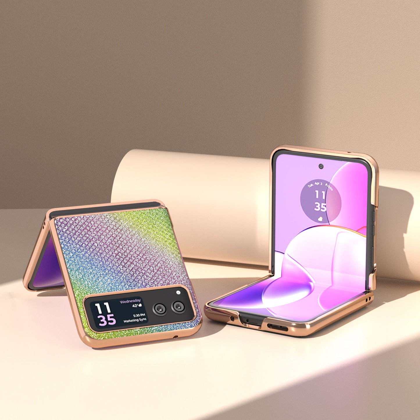 For Motorola Razr 40 5G Rhinestone Texture Non-Slip Case PU Leather + PC Electroplating Phone Cover