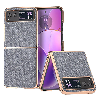 For Motorola Razr 40 5G Rhinestone Texture Non-Slip Case PU Leather + PC Electroplating Phone Cover