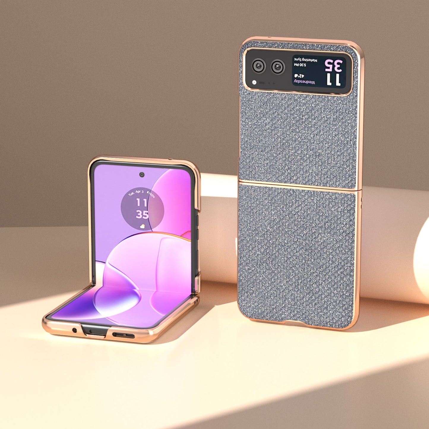 For Motorola Razr 40 5G Rhinestone Texture Non-Slip Case PU Leather + PC Electroplating Phone Cover