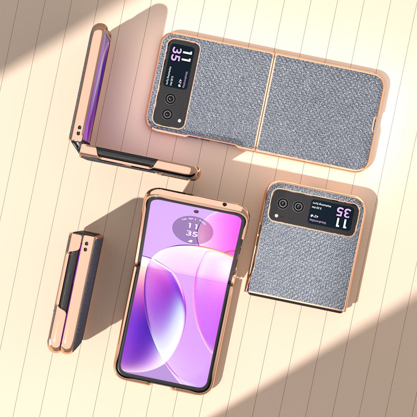 For Motorola Razr 40 5G Rhinestone Texture Non-Slip Case PU Leather + PC Electroplating Phone Cover