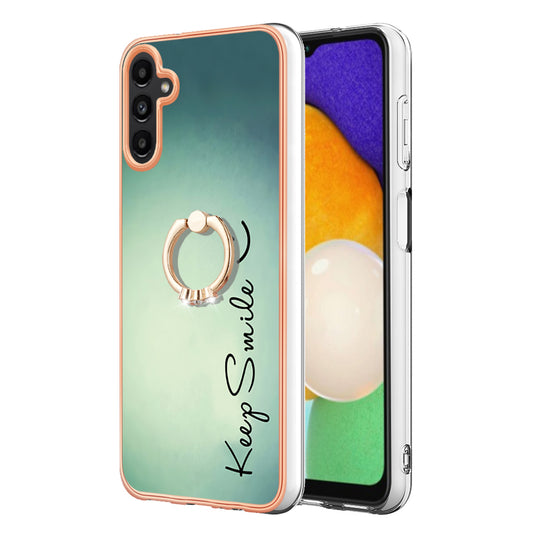 YB IMD Series-20 Style D for Samsung Galaxy A34 5G Kickstand TPU Case IMD Pattern 2.0mm Electroplating Phone Cover