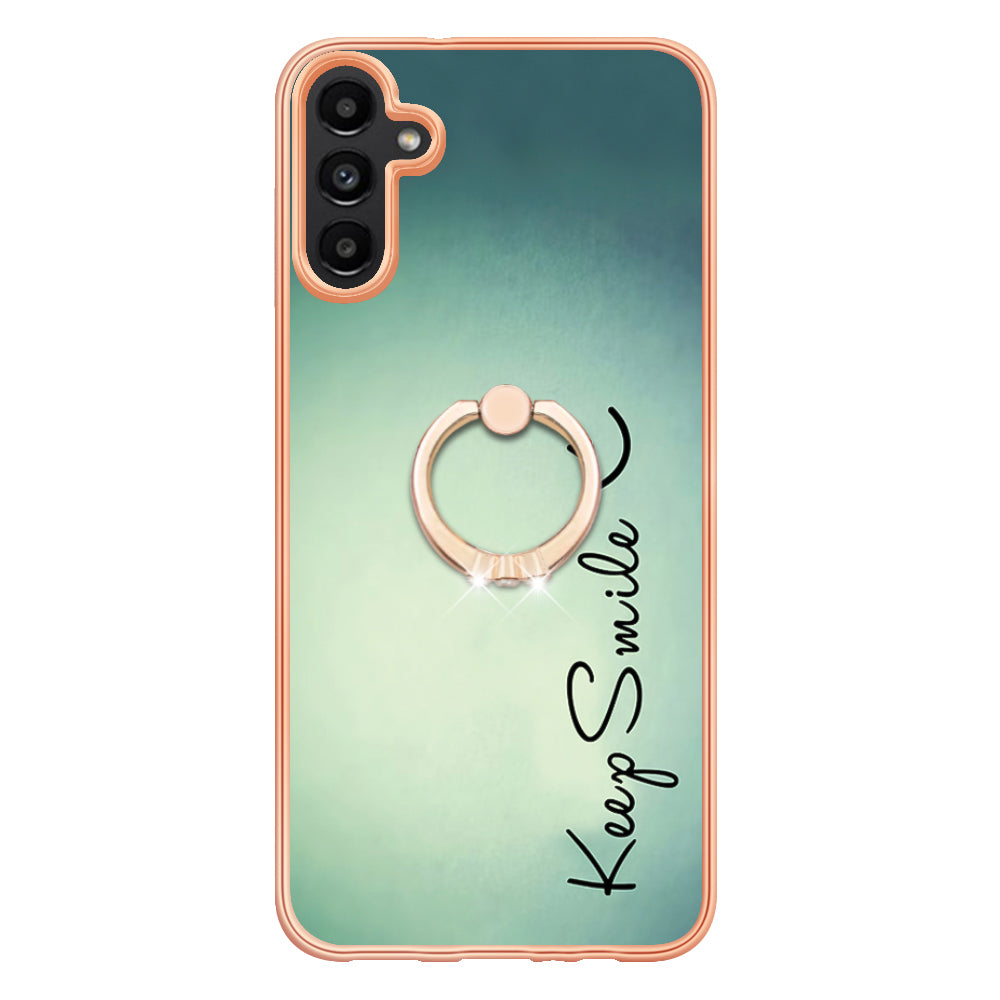 YB IMD Series-20 Style D for Samsung Galaxy A34 5G Kickstand TPU Case IMD Pattern 2.0mm Electroplating Phone Cover