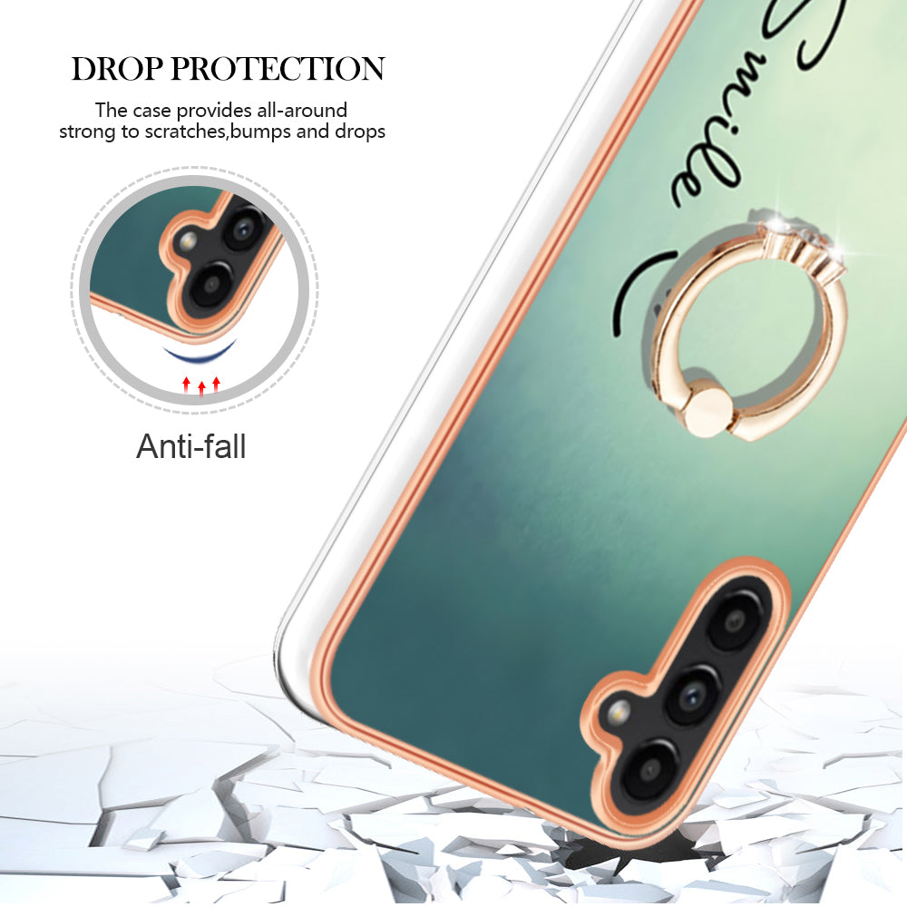 YB IMD Series-20 Style D for Samsung Galaxy A34 5G Kickstand TPU Case IMD Pattern 2.0mm Electroplating Phone Cover