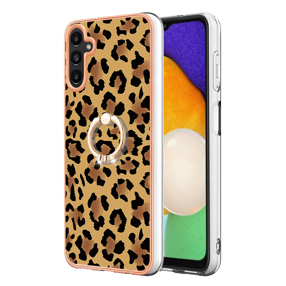 YB IMD Series-20 Style D for Samsung Galaxy A34 5G Kickstand TPU Case IMD Pattern 2.0mm Electroplating Phone Cover
