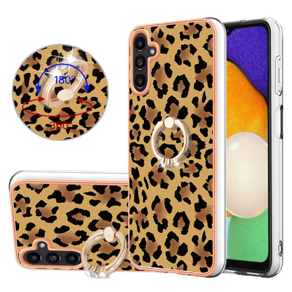 YB IMD Series-20 Style D for Samsung Galaxy A34 5G Kickstand TPU Case IMD Pattern 2.0mm Electroplating Phone Cover