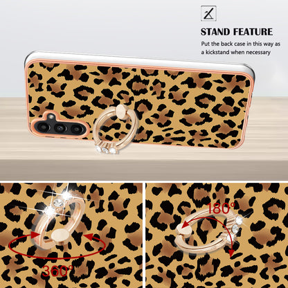 YB IMD Series-20 Style D for Samsung Galaxy A34 5G Kickstand TPU Case IMD Pattern 2.0mm Electroplating Phone Cover