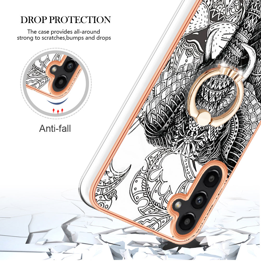 YB IMD Series-20 Style D for Samsung Galaxy A34 5G Kickstand TPU Case IMD Pattern 2.0mm Electroplating Phone Cover