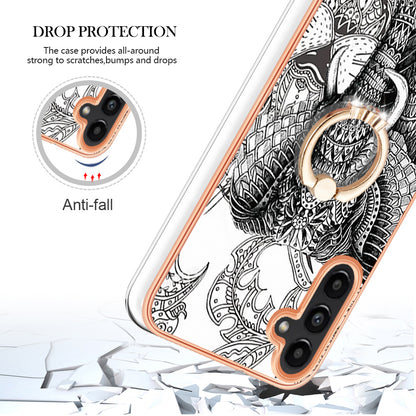 YB IMD Series-20 Style D for Samsung Galaxy A34 5G Kickstand TPU Case IMD Pattern 2.0mm Electroplating Phone Cover
